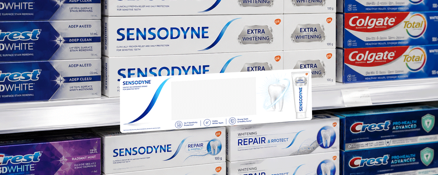 SENSODYYNE eink shelf POP display instore